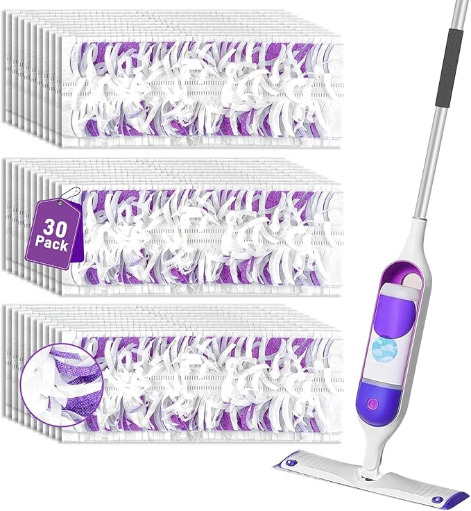 30 Pack Power Mop Pads Refills Compatible with Swiffer Power Mop Refills,Disposable Microfiber Replacement Pads for Swiffer Wet Pads Refill,Non-Washable & Unscented