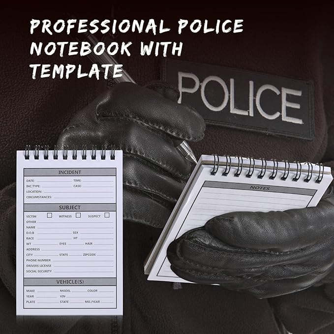 Teling 24 Packs Public Safety Police Field Interview Notebook Report Notepad for Law Enforcement Officer Gifts Ticket Book Notebook Cop Interview Equipment Accessories, 70 Sheets/ 140 Pages