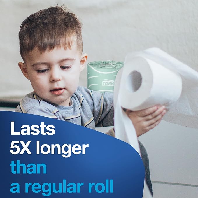 Tork Septic Safe Toilet Paper, White, 2-Ply 100% Recycled, Eco-Friendly, T24 Compatible 96 Rolls x 500 Sheets (TM1616S)