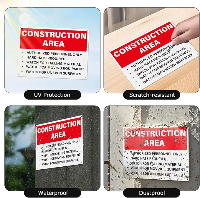 2 Pack Construction Area Signs Authorized Personnel Only Sign 14 × 10 Inches Aluminum Rust Free Fade Resistant Signage for Indoor Outdoor Use