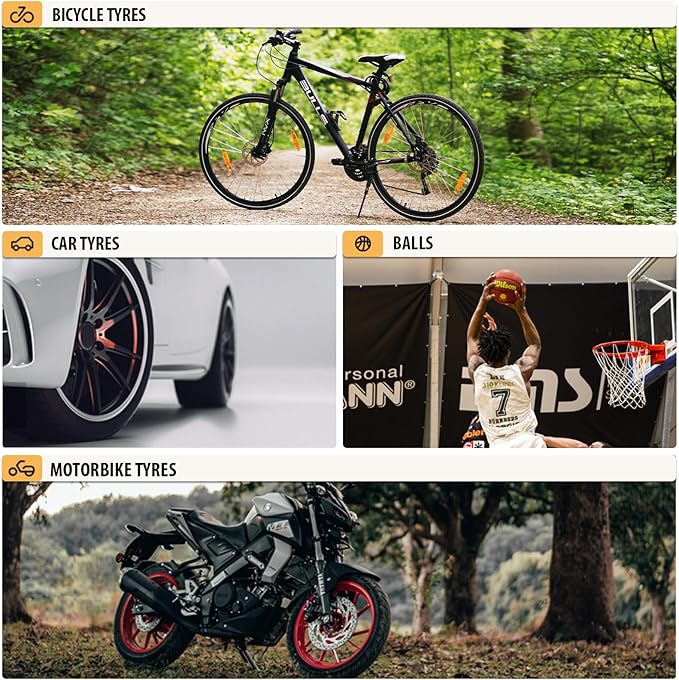 Tire Inflator Portable Air Compressor with Auto Shut-Off and Led Light, 150PSI Cordless Air Pump with Digital Pressure Gauge, 20s Fast Inflate Electric Bike Pump for Car, Motorcycle, Bicycle, Ball