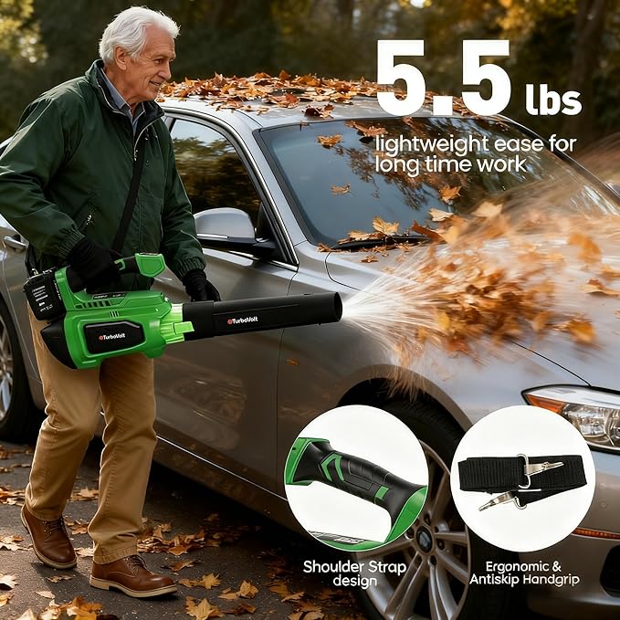 40V Cordless Leaf Blower with Battery and Charger, DynaVolt 620CFM 150MPH Brushless Electric Blower, 4-Speed Turbo, 3 Nozzles, Lightweight Handheld for Lawn Care, Yard, Patio, Wet Leaves, Garage