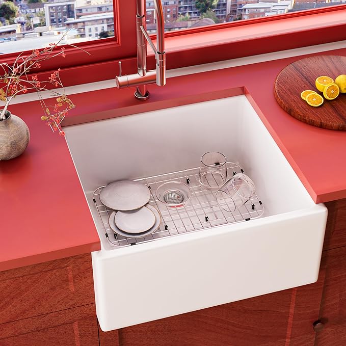 Metal Sink Rack 23" X 13",Stainless Steel Sink Protector for Kitchen Sink,Large Sink Grid for Bottom of Sink with Strainer and Corner Radius 2.4",Sink Grate with Rear Drain Hole for Single Bowl,1 Pack