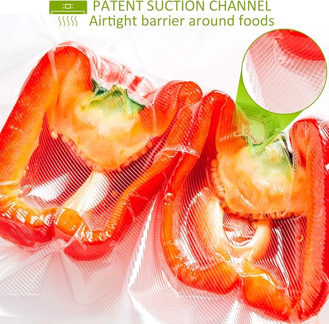 Vacuum Sealer Bags, Precut 150 Gallon 11x16, Quart 8x12, Pint 6x10, Smell-Proof, Puncture Prevention and Heavy duty. Commercial Grade