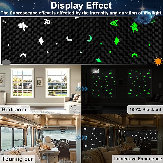 Aviation Blackout Curtains, 100% Blackout Shade for Window,No Drill Blackout Shades, 118x57'' Space Themed Curtains for Bedroom, Travel, Baby Rooms (Aviation & Space)