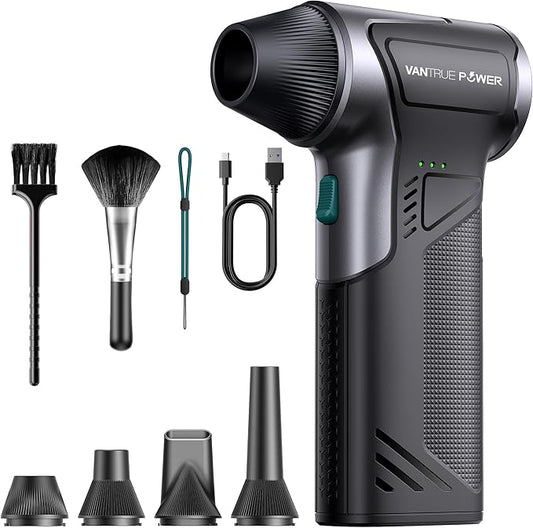 T150 Compressed Air Duster-110000RPM Super Power Electric Air Duster, 3-Gear Adjustable Mini Blower with Fast Charging, Dust Blower for Computer, Keyboard, House, Outdoor,AC and Car