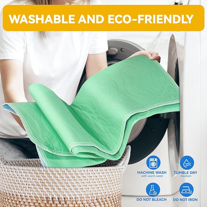 Washable Underpads Waterproof, 4 Pack 18" x24'' Heavy Absorbency Incontinence Bed Pads, Bed Wetting Pads for Babies, Kids and Pets, Soft Reusable Changing Pads for Bed