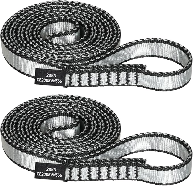 18MM Nylon Climbing Sling Runner - 23KN CE2008/EN566 Certified Outdoor Climbing Webbing for Rock Climbing, Rappelling, Mountaineering, Swing Gear, Outdoor Adventures & Emergency Anchoring