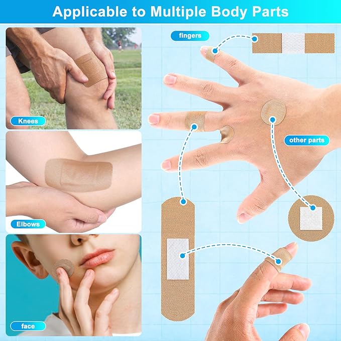 500 Pcs Flexible Fabric Adhesive Bandages Variety Pack 11 Styles Fingertip Bandages for First Aid and Wound Care, Protection Minor Cuts & Scrapes, Cushion Painful Wounds