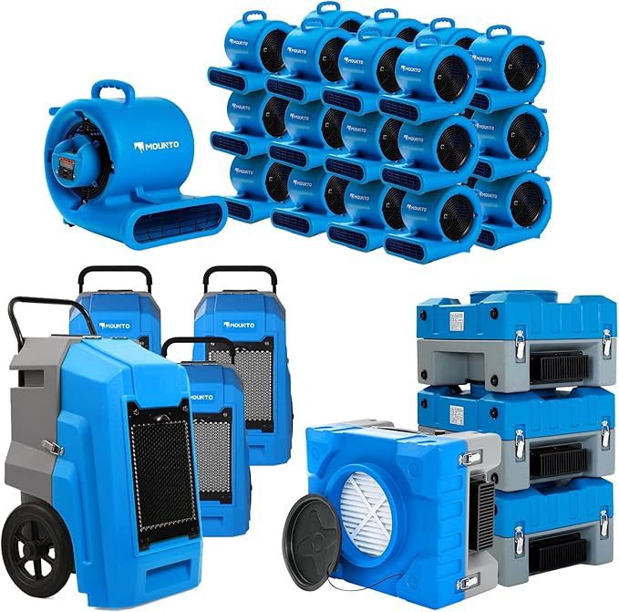 MOUNTO Water Damage Restoration Combo Package Deals (24xAir Mover, 4X Air Scrubber, 4X LGR Dehumidifiers)