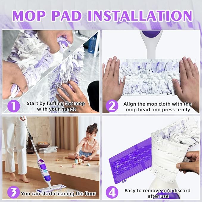 28 Count ‌Disposable Heavy-Duty Power Mop Pads Refills for Swiffer Power Mop ,Replacement Floor Cleaning Refills, Non-Washable & Unscented, Compatible with Swiffer PowerMop (Quick-Absorb, No Residue)
