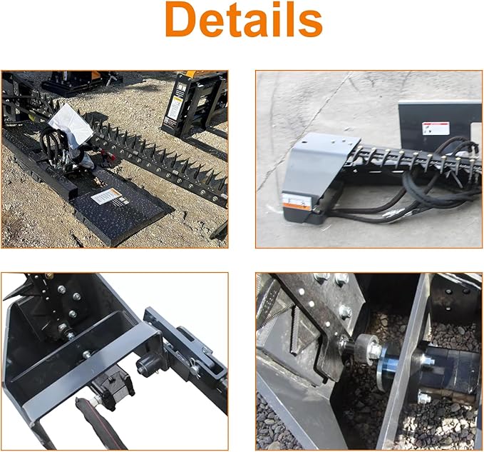 Sickle Bar Mower for Skid Steer Loader, 72" Cutting Length, 0.8" Cutting Capacity, Gerotor Motor Drive, Ideal for Heavy-Duty Mowing Tasks