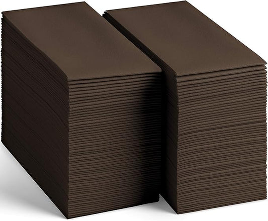 200-Pack Disposable Linen-Feel Brown Napkins, 12" x 17" Cloth-Like Paper Dinner Napkins For Wedding, Bathroom, Party Or Event