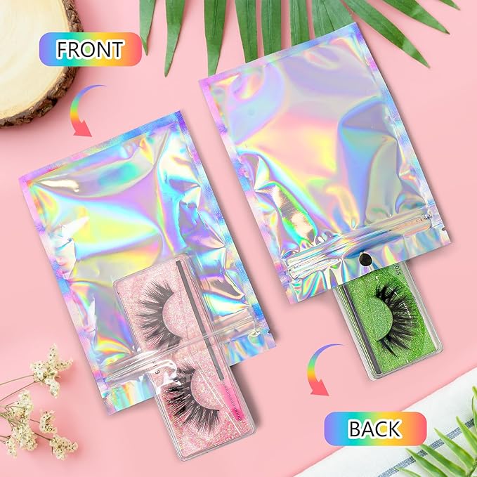 Funfery 100 pcs Mylar Holographic Bags Packaging Bags,Clear Resealable Bag Foil Pouch Bag for Party Favor,Food Storage Baggies Packaging for Small Business(4x6in,Holographic)