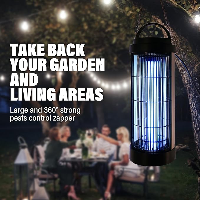 Large Size Bug Zapper Outdoor for 1/2 Acres with 13FT Power Cord, 4000V Instant Killing Grid Removable Hanging High Power Outdoor Mosquito Killer, Fly Trap Lamps for Camping Patio Home