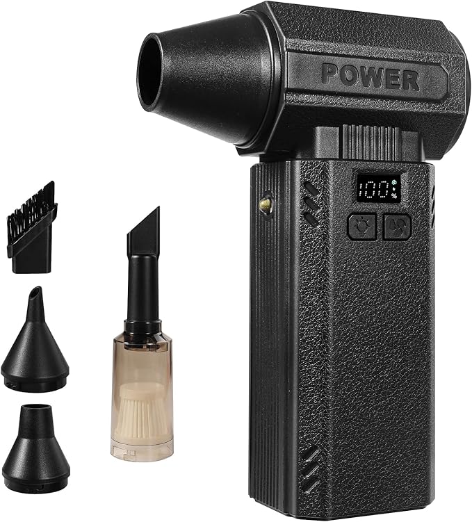 Violent Turbo Fan,Electric Compressed Air Duster & Vacuum Cleaner, Portable Rechargeable Cordless Handheld Air Blower with LED Light & Power Bank for PC, Outdoor, House, Car,20000mAh