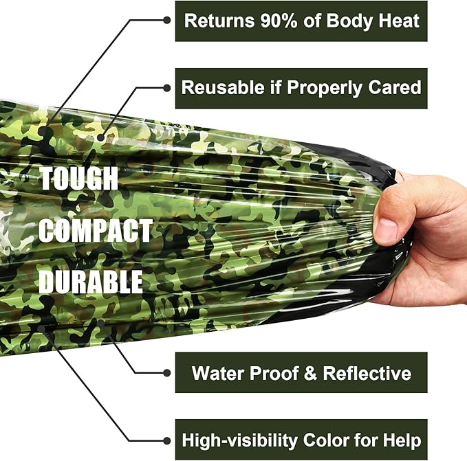 Timok Emergency Sleeping Bags Thermal-Emergency-Blankets Ultralight Space Blankets Survival Waterproof Bivy Sack Multi-Purpose Survival Gear for Hiking, Camping, First Aid Kits, Outdoor Survival Gear