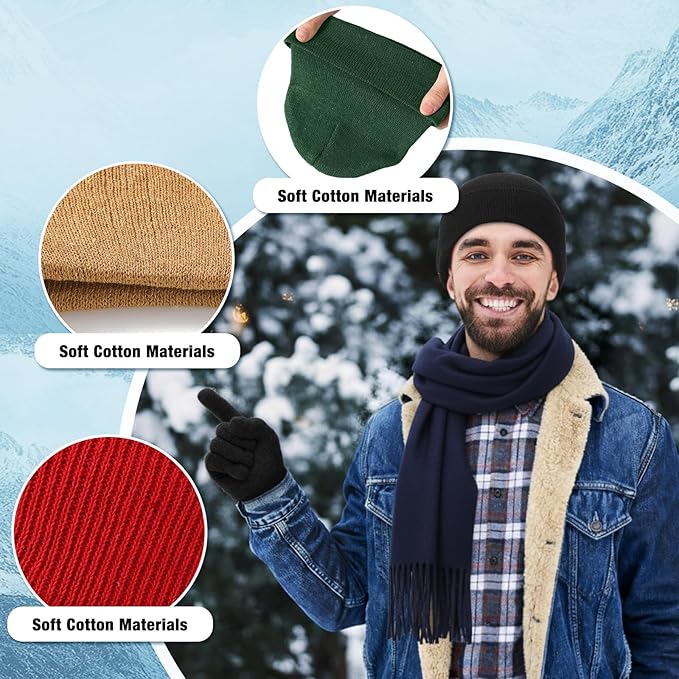 Unittype 300 Pcs Winter Beanies Gloves Scarf Set Bulk 100 Knit Skull Cap 100 Pair Winter Gloves 100 Neck Warmer for Men Women