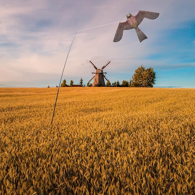 Bird Hawk Flying Kite with Pole Crops Farm Protector Bird Scarer Flying ONLY 6M Pole Without Kite