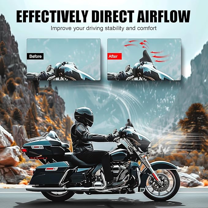 JMTBNO Black 4.5" Wave Windshield Windscreen Compatible for 2014-2024 Harley Davidson Touring Street Glide/Electra Glide/Ultra Limited/Tri Glide FLHT FLHX FLHXS FLHTK