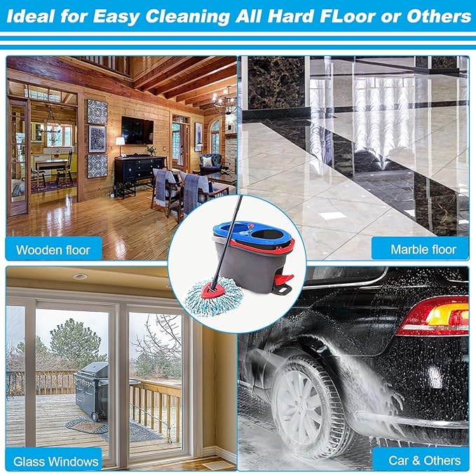 10 Pack Spin Mop Replacement Heads, Only Fit for RinseClean 2-Tank System, 100% Microfiber Spin Mop Refills,Spinning Mop Replace Head for Easy Wring Mop Floor Cleaning