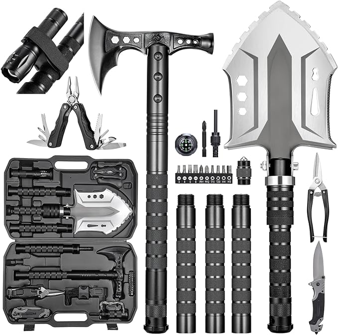Camping Shovel Axe Outdoor Survival Shovel Set with High Carbon Steel Camping Gear for Men Outdoor Caming Hiking Backpacking Emergency