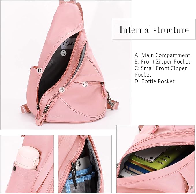 KL928 Nylon Sling Bag - Small Crossbody Backpack Shoulder Casual Daypack Multipurpose Rucksack for Men Women