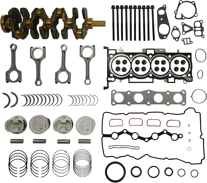 G4KE 2.4 Engine Rebuild Overhaul Kit w/Crankshaft & Con-Rods & Pistons kit Fit for Hyundai Santa Fe Sonata Tucson for Kia Optima Sorento 2.4L 2007-2020 Replace# 23510-25220 23111-2G200 23060-2G400