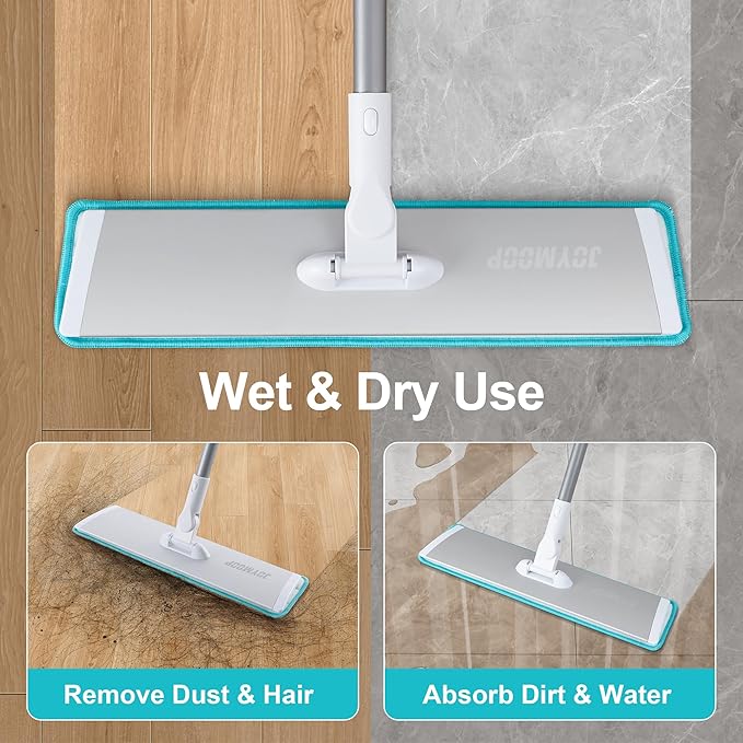 JOYMOOP 18 Inch Commercial Dust Mop for Hardwood Floors, Heavy Duty Industrial Wet Dry Mops with Telescopic Handle, Includes 5 Microfiber Mop Pads