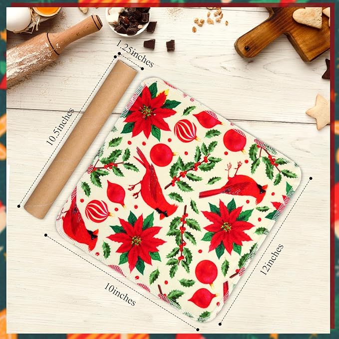 Redbaker 50 Pcs Reusable Paper Towels Paperless Reusable Cotton Cloths Toilet Absorbent Washable Paper Towels with Roll Kitchen Dishcloth for Kitchen Paperless Dishcloths(Christmas Style)