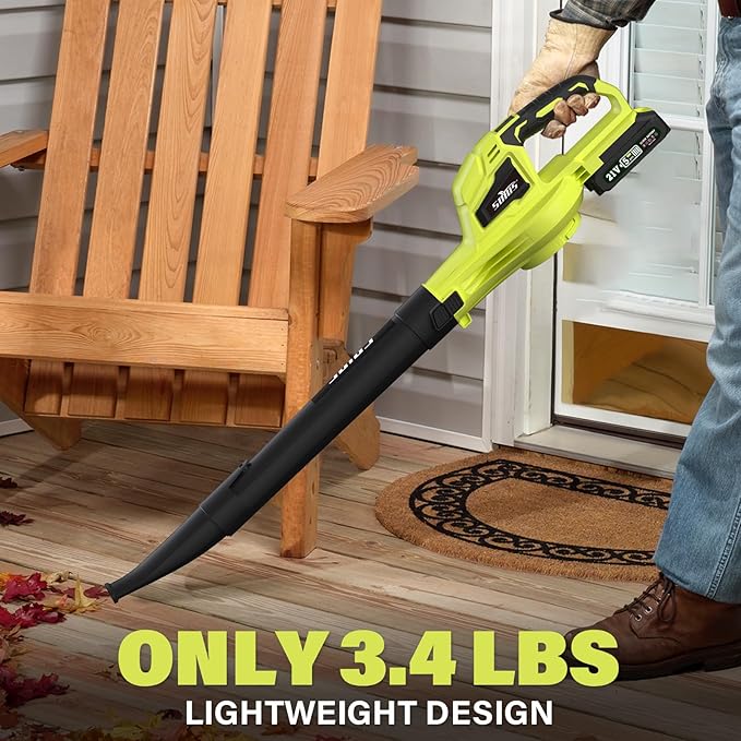 SOYUS Leaf Blower, 20V Leaf Blower Cordless with 2x2.0Ah Battery and Charger, 150 MPH Electric Leaf Blowers with Two-Speed Mode, Blowers for Lawn Care, Debris Dust Cleaning(Green)