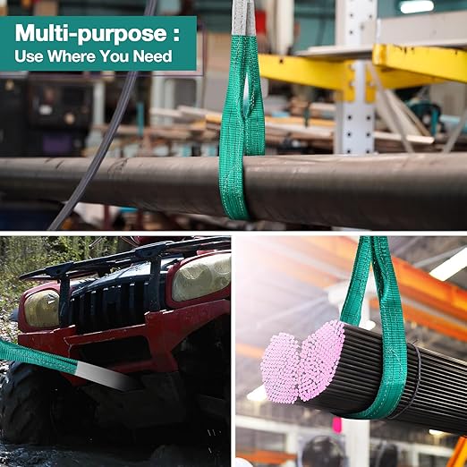 Lift Sling Straps,2"x 20' Heavy Duty Flat Eye Lift Sling, Lifting Straps Nylon Tree Saver Recovery Strap Web Sling Winch Strap