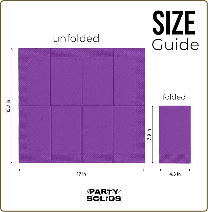 Purple Dinner Napkins Disposable 8" x 4" Folded - 40 Pcs 2 Ply Purple Napkins Disposable Paper Guest Towels for Bathrooms, Dinners, Everyday Parties & Party Supplies