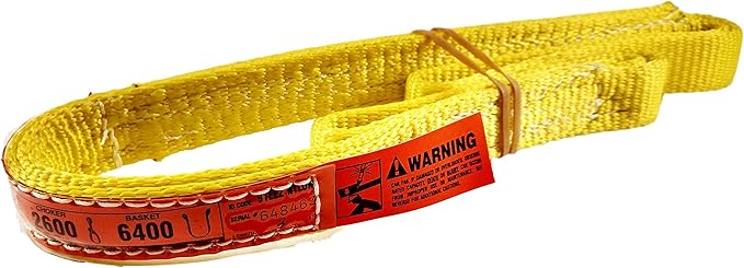 DD Sling. Multiple Sizes in Listing! (USA Made) 1" x 3', 2 Ply, Nylon Lifting Slings, Eye & Eye, Heavy Duty (900 Webbing), 3,200 lbs Vertical, 2,600 Choker, 6,400 Basket (USA Made Nylon) (1"x3')