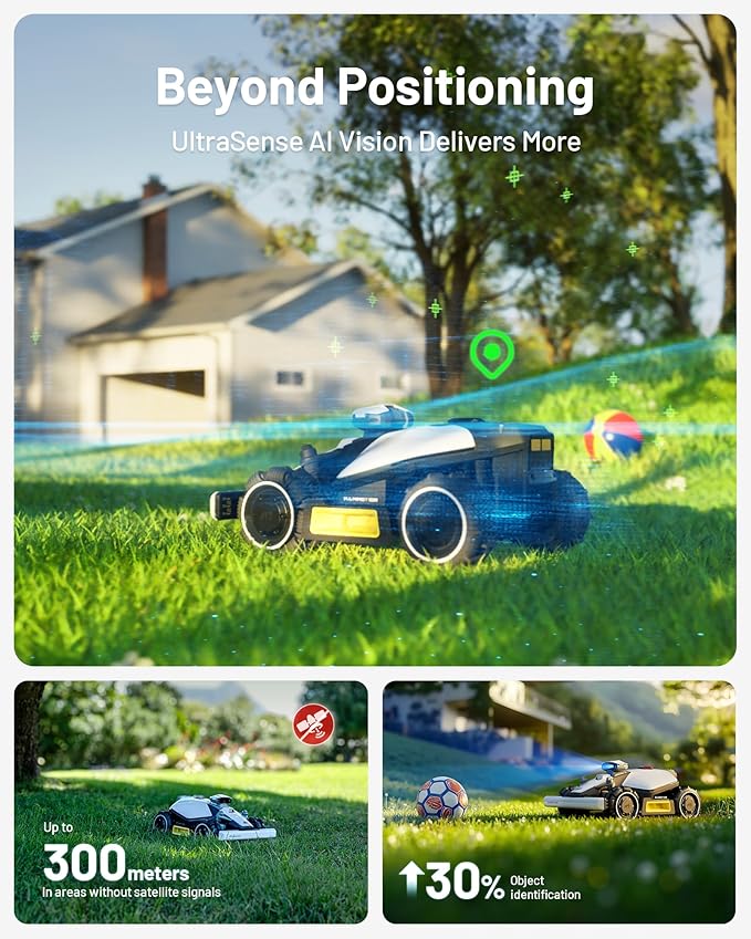 Mammotion LUBA mini AWD 1500 Robot Lawn Mower with 4G for 0.37 Acre, All-Wheel-Drive for 80% Slope, No Perimeter Wire, UltraSense AI Vision+RTK Auto-Mapping, Cutting Height 0.8"-2.6"