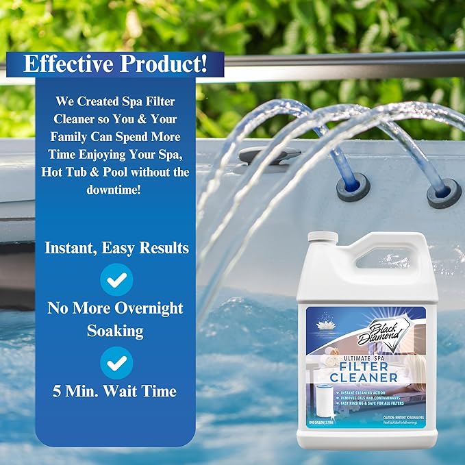 Ultimate Spa Filter Cleaner Fast-Acting Spray. Instant clean for Hot Tub & Pool Filters leaving behind no sticky residue. Prolongs filter life and pool equipment. No soaking
