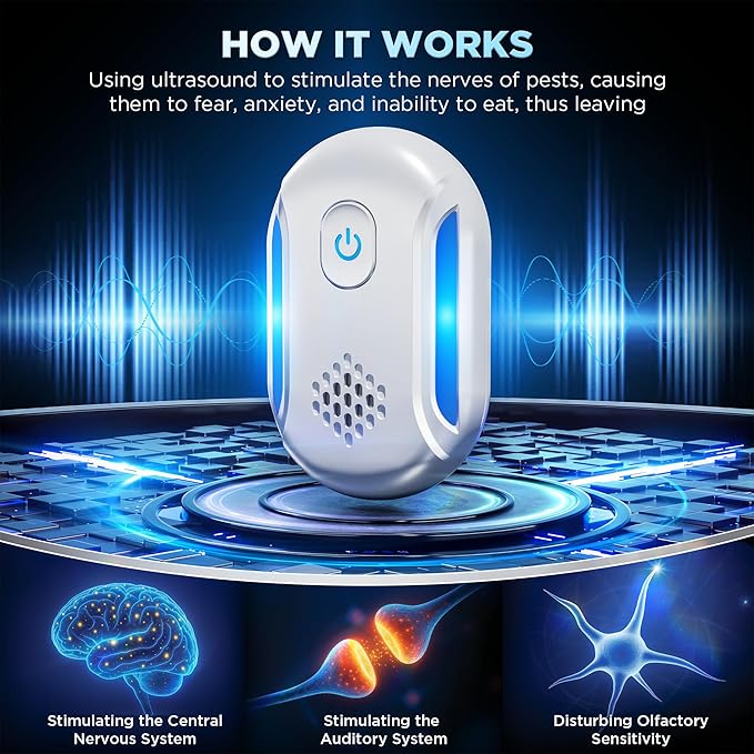 (2025 Upgraded) Ultrasonic Insect & Pest Indoor Repeller, Plug-in Control Device Electronic Repellent for Rodent, Mice, Rats, Roaches, Bugs, Ants, Spiders, Mosquitoes, 2 Mode Switching (6 Pack)