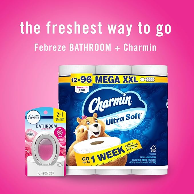 Febreze Bathroom Air Freshener, Odor-Fighting, Downy April Fresh, 6ct