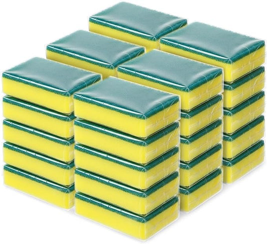 30 Pack Individually Wrapped Sponges, Dishwashing Bulk Sponge, No Scrub Sponges for Dishes Household Kitchen Apartment Cleaning, Car Bike Washing（Green