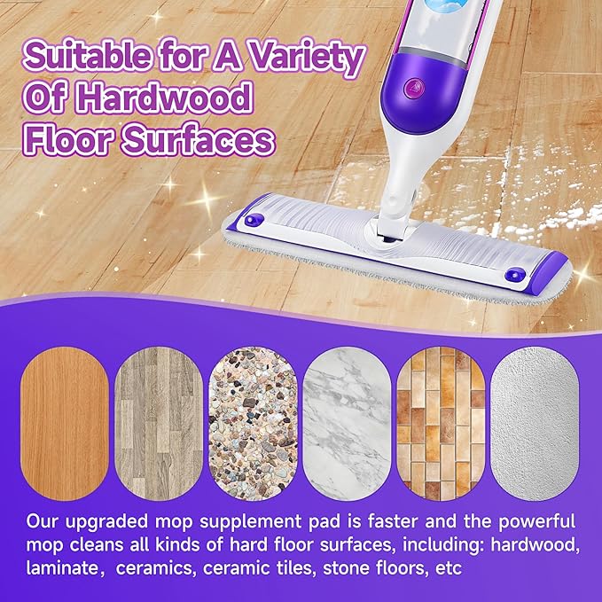 8 Pack Reusable Mop Replacement Pads Compatible for Swiffer PowerMop Spray Mop, Dry Wet Mopping Cloths for 13-15in Mop, Floor Cleaner Mop Pads for Swiffer (Not with Mop)