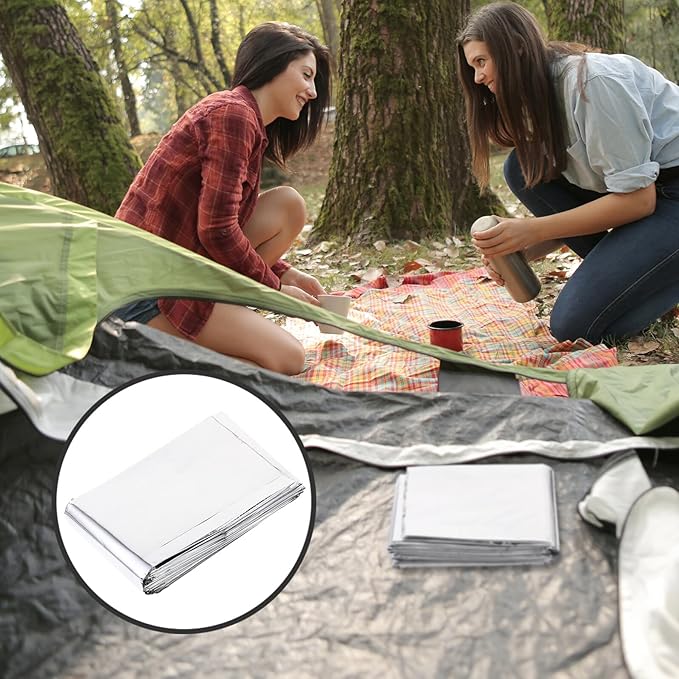 2pcs Outdoor Emergency Warm Blanket Foldable Thermal Reflective Film for Hiking Aid Survival Exploration and Natural Disaster Supplies