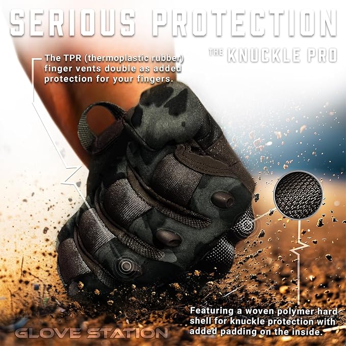 Glove Station Tactical Gloves for Men – Touchscreen Utility Gear with Hard Knuckle Protection Used in Motorcycle, Airsoft, Combat, Police, Shooting & Outdoor Work