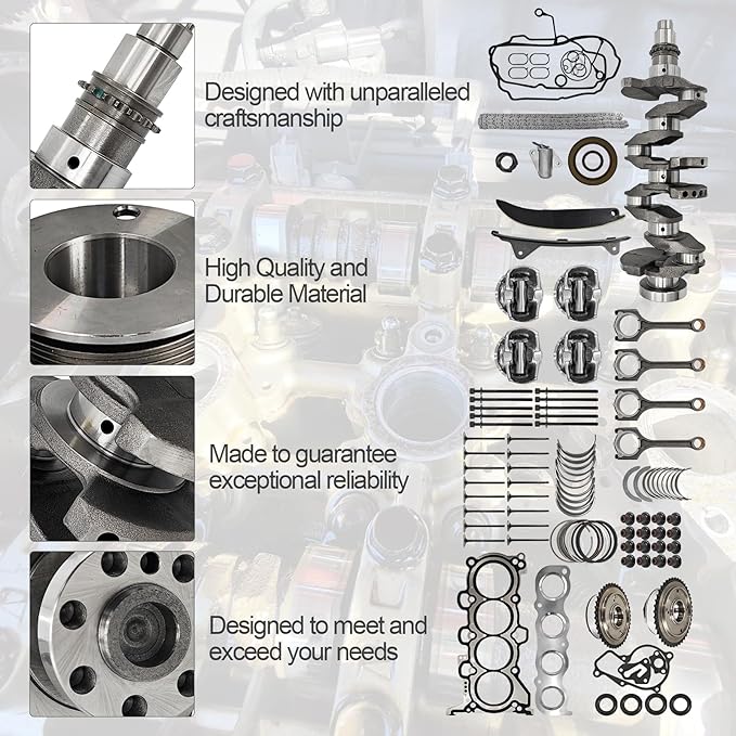 G4NC 2.0L Engine Rebuild Overhaul Kit w/Crankshaft, Timing Chain Kit, Head Gasket Set & Pistons Fits for Kia Sportage; for Hyundai Sonata Santa Fe Sport Replace# 23110-2E501 623V6-2EH00 23510-2E001