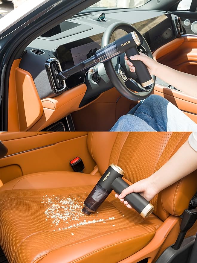 Mini Car Vacuum Cleaner, 15000PA Powerful Suction, Portable Cordless Vacuum for Car, Handheld Small Vacuum Cleaner & Air Duster for Home, Desk,PC, Keyboard (Mini Vacuum + 11 attachments)
