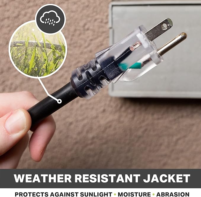 12 Gauge Outdoor Extension Cord 50 ft, SJTOW Oil Resistant & Flame Retardant, 12/3 Black Heavy Duty Extension Cord 50ft with 3 Prong for Farm, Ranch, Workshop, Major Appliances