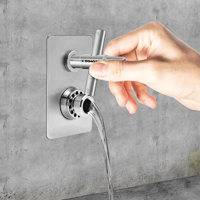 4 Way Sillcock Water Key, 1/4", 9/32", 5/16", 11/32", 2-Pack Steel Multi-Function Utility Key for Sillcocks Faucets Valves Spigots, Silver