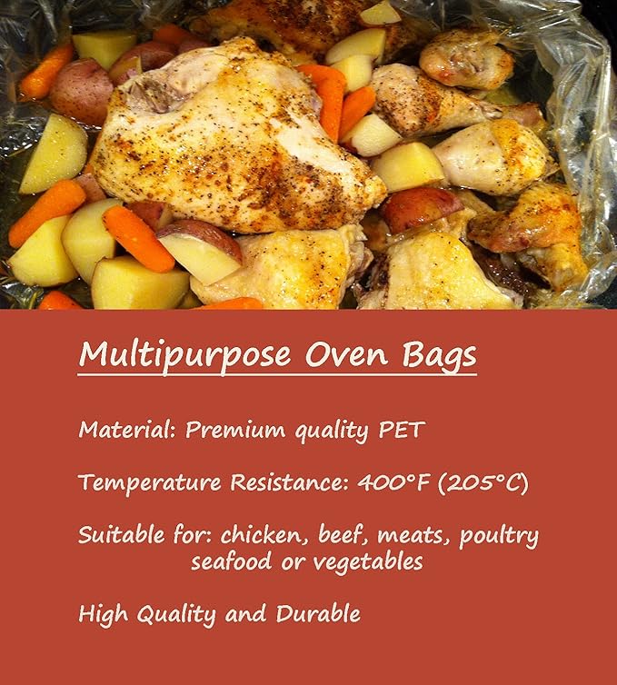 15Count Cooking Roasting Bags Suitable Size (12 x 15 Inch) Oven for Chicken Meat Fish and Vegetable