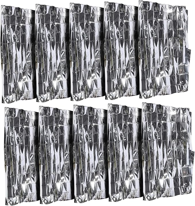 Mikinona 10Pcs Emergency Blanket Windproof Thermal Insulation Outdoor Warming Blanket for Camping Hiking and First Aid