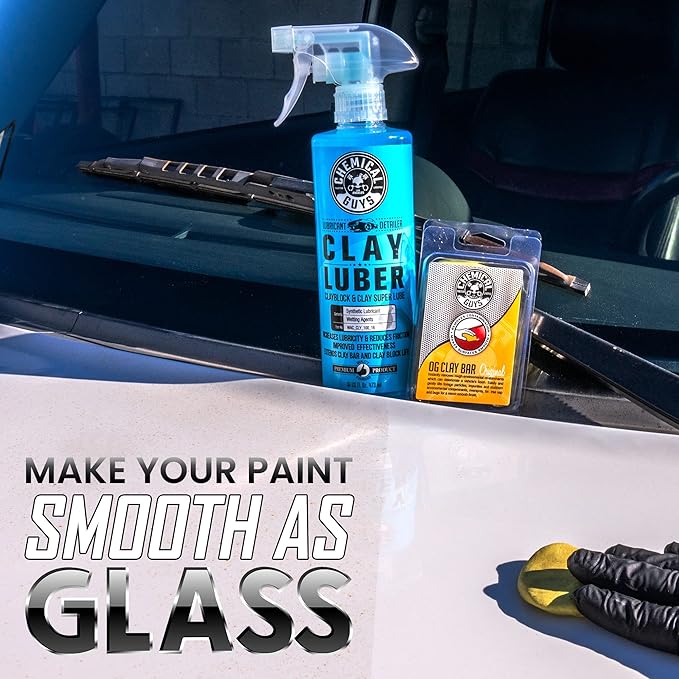 Chemical Guys Clay Bar Kit - Complete System - Clay Bar and Lubber Combo with Accessories for Smooth Paint Finish - Removes Embedded Dirt, Overspray, and Fallout - 6 Item Kit