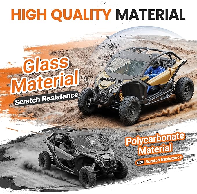 ECOTRIC Full Glass Windshield + Sun Visor Compatible With Can Am Maverick X3 900 XRS XDS Turbo R Max 2017-2025